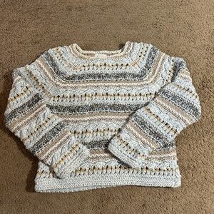 Lou & Grey Chunky Boho Loose Knit Pullover Sweater Boxy Size XS Womens Striped